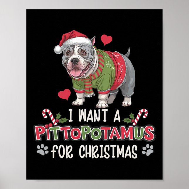 Poster Feliz Pitmas Pitbull Co Eu Amo Meu Pittopotamus Ch (Frente)