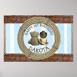 Poster Feliz primeiro aniversario do Cowboy e do Teddy Be
