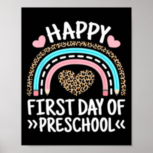 Poster Feliz Primeiro Dia da Pré-escola Ensino Arco-Íris