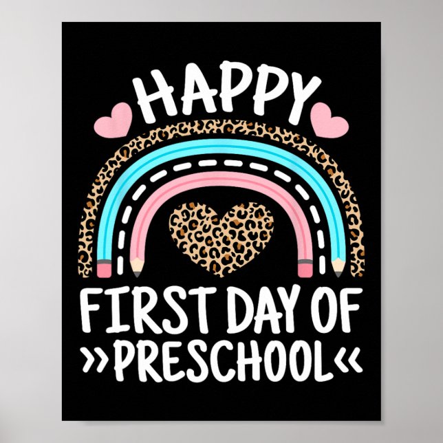 Poster Feliz Primeiro Dia da Pré-escola Ensino Arco-Íris  (Frente)