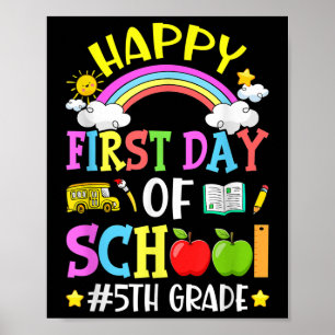 Poster Feliz Primeiro Dia De Aula 5º Ano Fofo Volta às Au