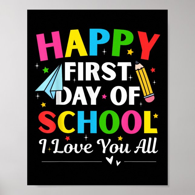 Poster Feliz Primeiro Dia De Aula De Volta À Escola Profe (Frente)