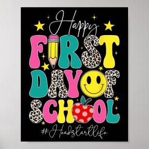 Poster Feliz Primeiro Dia De Aula Groovy Headstart Vida E