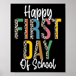 Poster Feliz Primeiro Dia De Aula Leopardo Volta às Aulas
