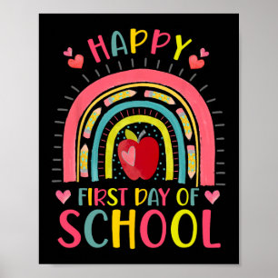Poster Feliz Primeiro Dia De Aula Professor Arco-Íris De