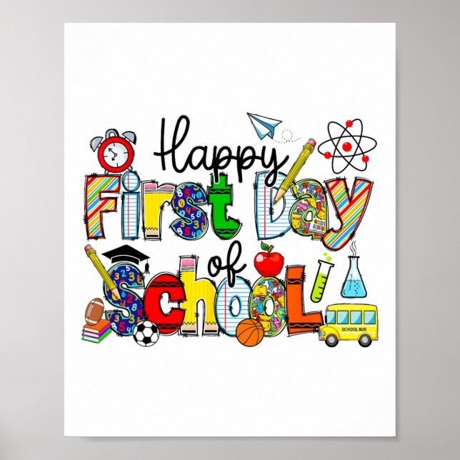 Poster Feliz Primeiro Dia De Aula Professores Alunos Volt (Frente)