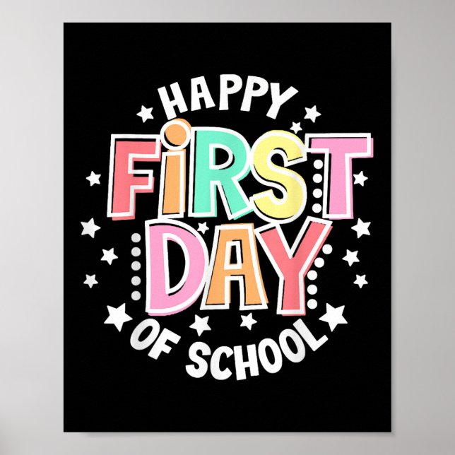Poster Feliz Primeiro Dia De Aula Retro Groovy De Volta à (Frente)