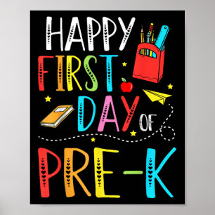 Poster Feliz Primeiro Dia De Pré-escola Professor Aluno C
