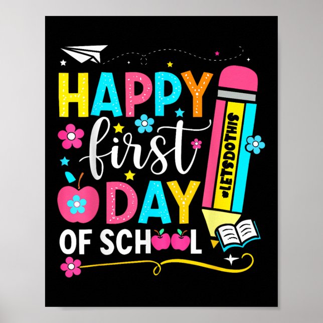 Poster Feliz Primeiro Dia De Professores De Lápis Na Esco (Frente)