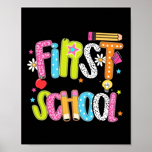 Poster Feliz Primeiro Dia De Professores De Papoilas De V (Frente)