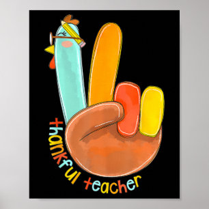 Poster Feliz Professor Engraçado Ação de Graças à Mão de
