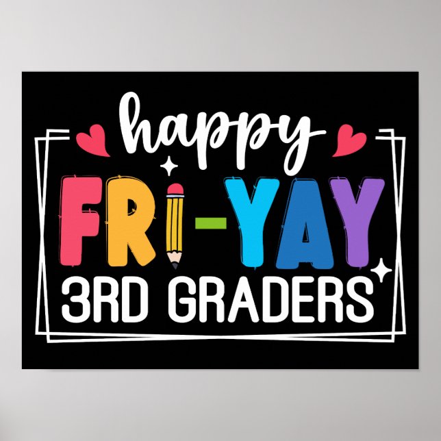 Poster Feliz Professor Feliz Fri-Yay 3º Grades Engraçado  (Frente)