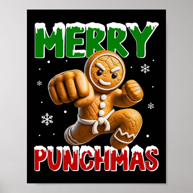 Poster Feliz Punchmas taekwondo Karate Gingerbird Mães (Frente)