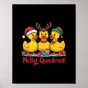 Poster Feliz Quackmas Natal Chapéu do Papai Noel Rena Elf