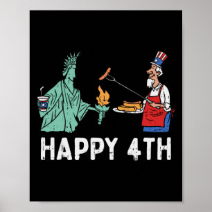 Poster Feliz Quatro Estátua da Liberdade Tio Sam Divertid