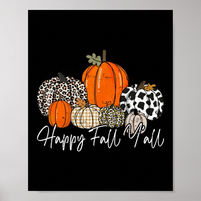 Poster Feliz Queda Homens Pumpkin Leopard Cute A (Frente)