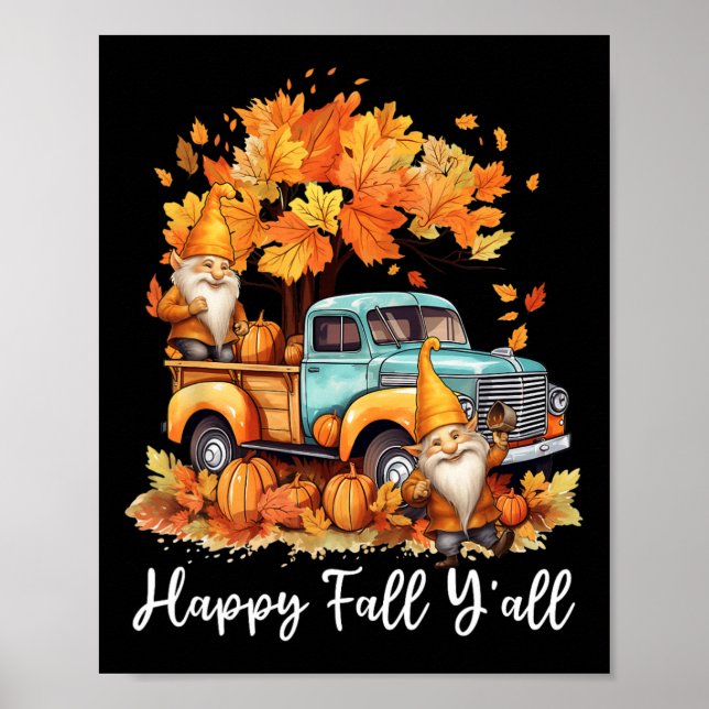Poster Feliz Queda Todos Vocês Gnomo Pumpkin Truck Ação d (Frente)