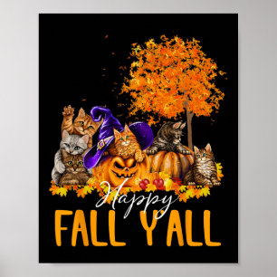 Poster Feliz Queda Vocês Todos Gatos Por Esquerda, Autumn