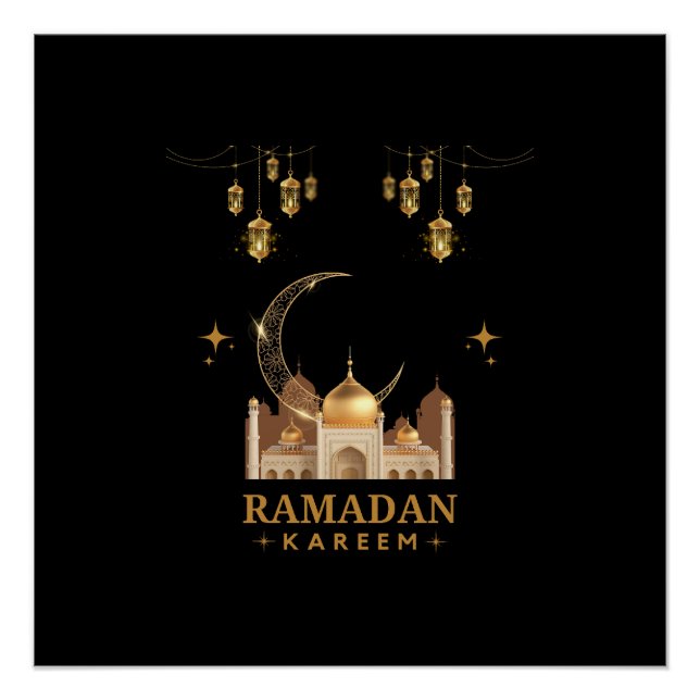 Póster Feliz Ramadan Kareem - Saudações Eid Mubarak (Frente)