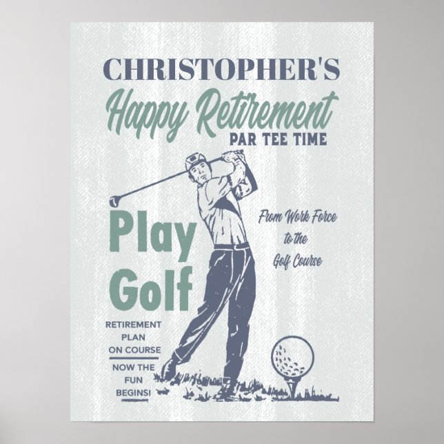 Poster Feliz Retirmento Funny Retro Golf Party (Frente)