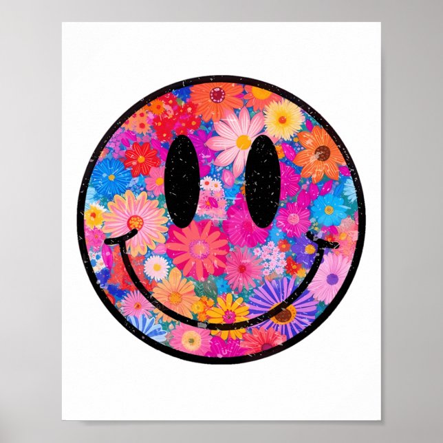 Poster Feliz Retro Daisy Smile Face Cara Com Homens Estét (Frente)