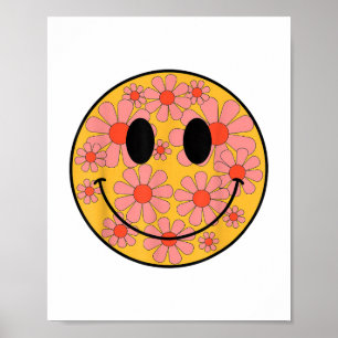 Poster Feliz Retro Daisy Smile Face Cara Com Homens Estét