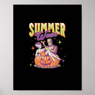 Poster Feliz Retro Summerween Divertido Monstro Frankenst