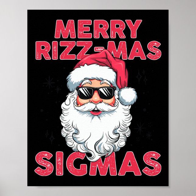 Poster Feliz Rizz Mas Sigmas Engraçado Papai Noel Natal (Frente)