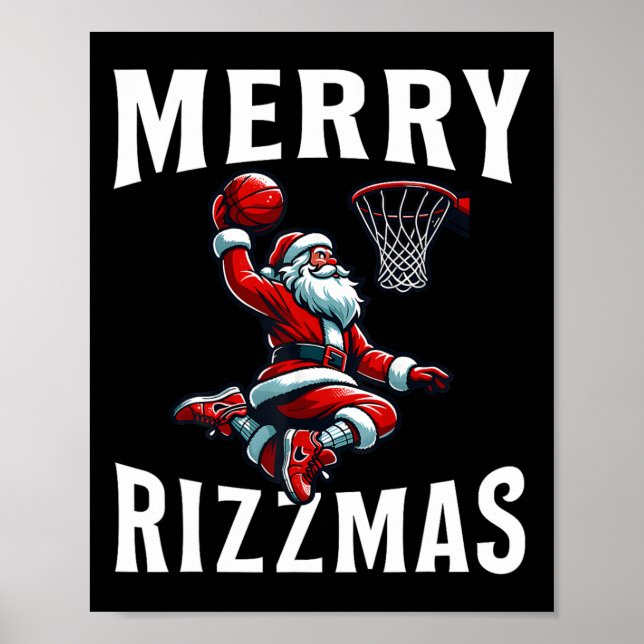 Poster Feliz Rizzmas Engraçado Natal Papai Noel Bysketll (Frente)
