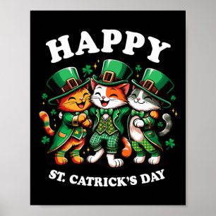 Poster Feliz Rua Catricho Dia de São Patrício Gato Leprec