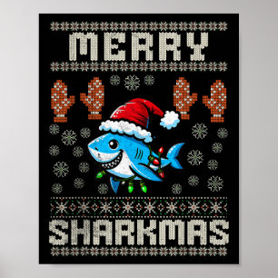 Poster Feliz Sharkmas Natal Ugly Xmas Kids Shar