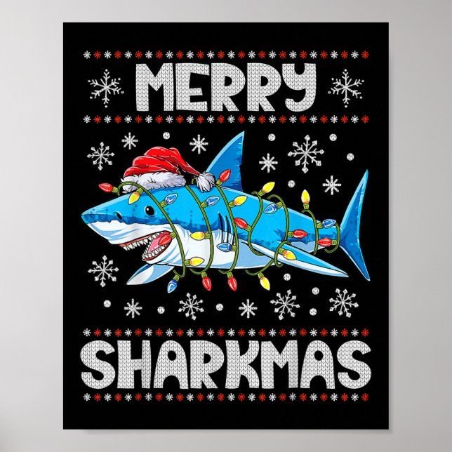 Poster Feliz Sharkmas Sharkmas Papais noeis de Natal Feia (Frente)