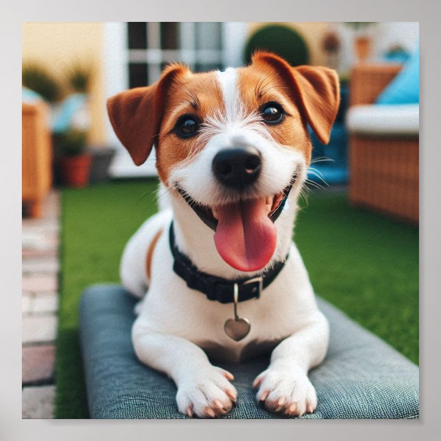Poster feliz sorriso Jack Russell Terrier (Frente)