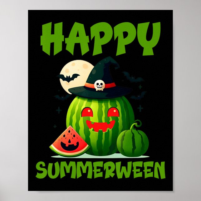 Poster Feliz Summerween Melão Jack-o-lantern de Verão  (Frente)