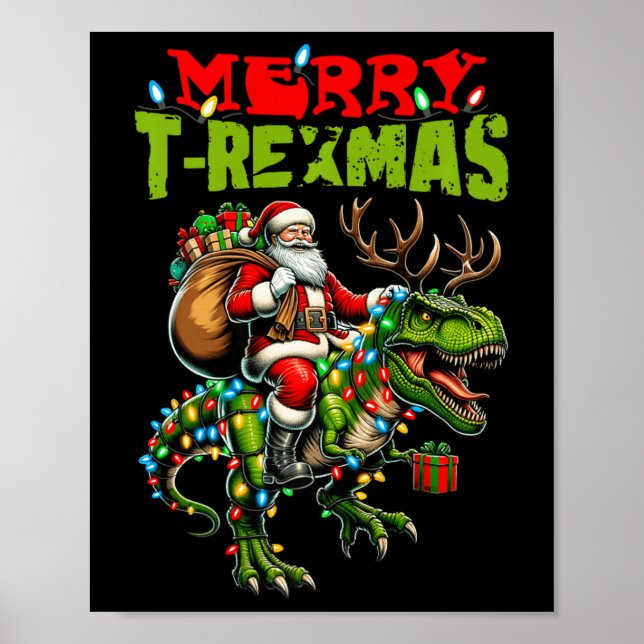 Poster Feliz T-rexmas Natal Xmas T Rex Dinossaur Lover (Frente)