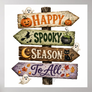 Poster Feliz Temporada Assustadora Para Todos No Hallowee