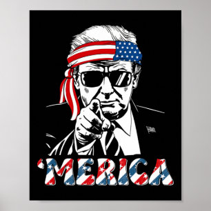 Poster Feliz Trump Vintage 4 de Julho Patriótico merica A