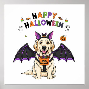 Poster Feliz truque ou trapaça de cachorro bonito de Hall