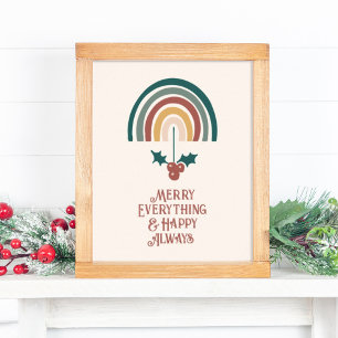Poster Feliz Tudo Boho Natal Rainbow