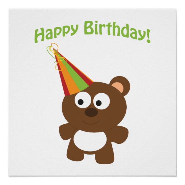 Póster Feliz Urso de Aniversário (Frente)