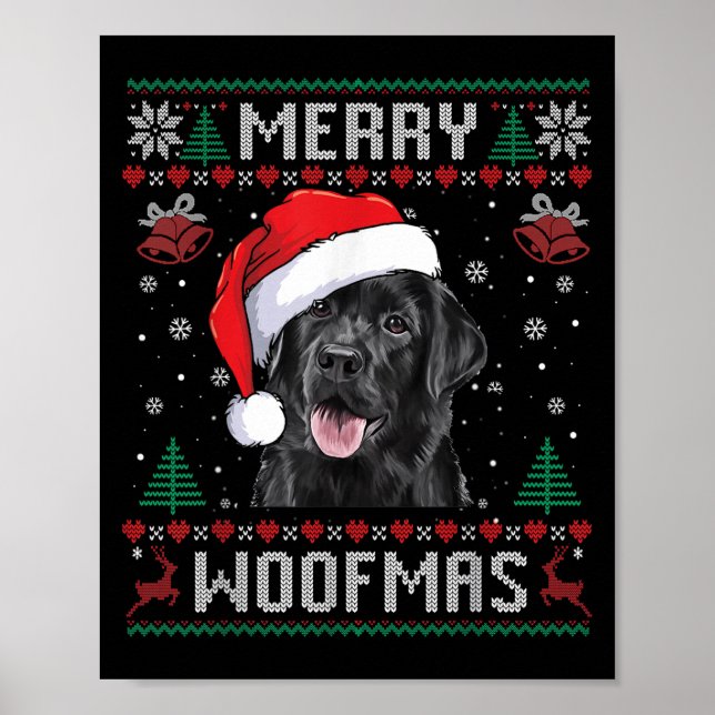 Poster Feliz Woofmas Suéter Feio Black Lab Labrador Chri (Frente)
