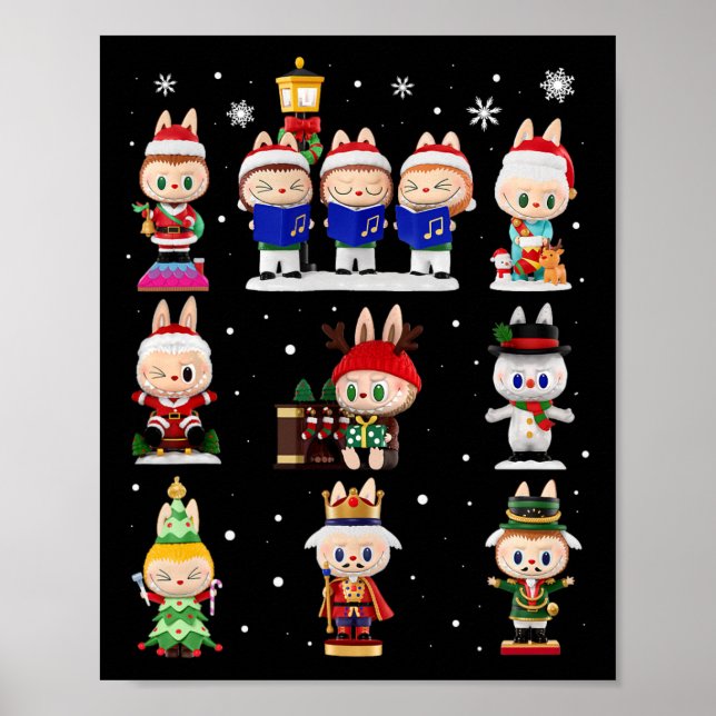 Poster Feliz Xmas Labubu Lover Cute Labubu, Monstros C (Frente)