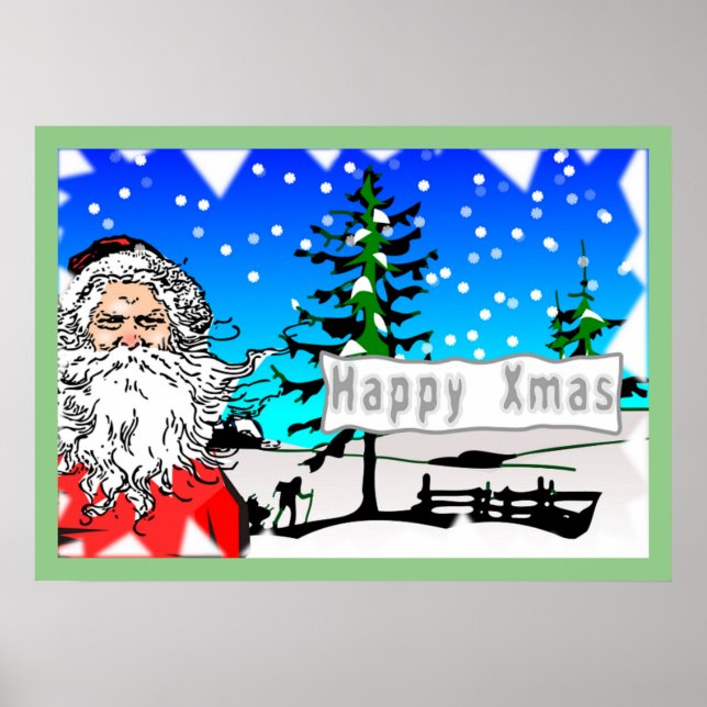 PÓSTER "FELIZ XMAS" SANTA CLAUS (Frente)