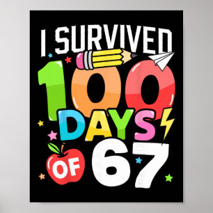 Poster Felizes 100 Dias De 67 100º Dia De Escola Crianças