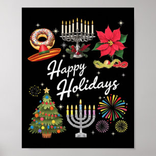 Poster Felizes Feriados Hanukkah Feliz Navidad Kw Natal