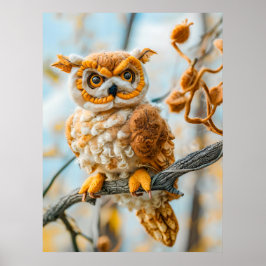 Poster Felt Owl Sentado em uma filial