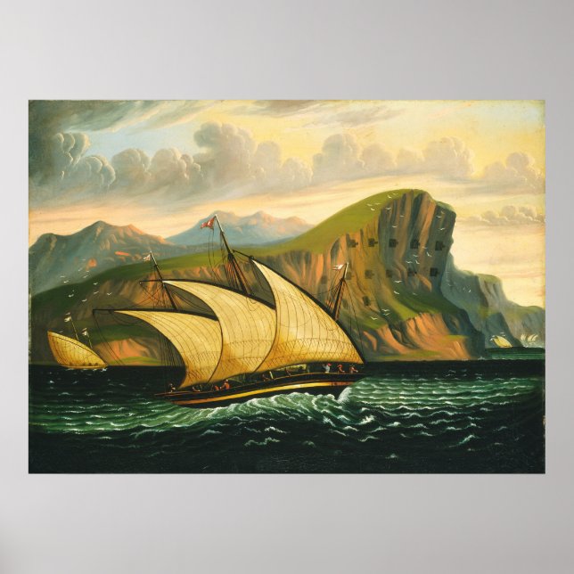 Poster Felucca fora de Gibraltar por câmaras de Thomas (Frente)