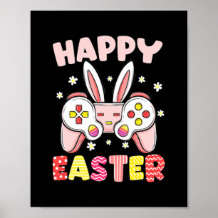 Poster Felz pascoa Bunny Gamer do Controlador de Jogo de