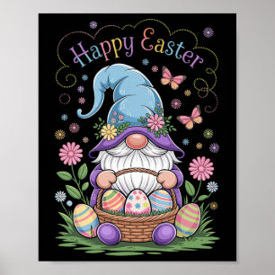 Poster Felz pascoa Bunny Gnome Hug Easter Egs Gnome Lov