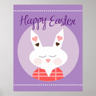 Póster Felz pascoa Bunny Purple